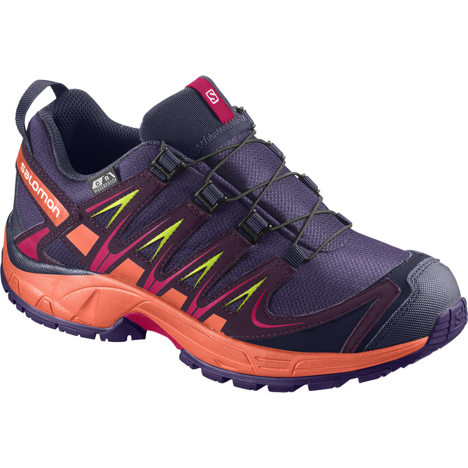 Salomon Singapore Kids Trail Running Shoes - XA PRO 3D CSWP J Purple/Orange | 73489-VZAH